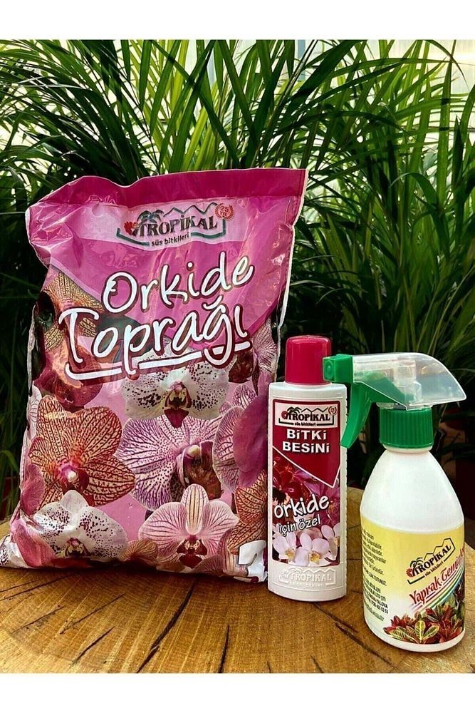 Thebestonline  Orkide Toprağı 3 Lt+orkide Çiçek Açtıran Bitki Besini 225 Ml+Yaprak Temızleyıcı 250 ml