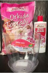 Thebestonline  Orkide Toprağı 3 Lt+ Orkide Besini+ Orkide Saksısı Şeffaf