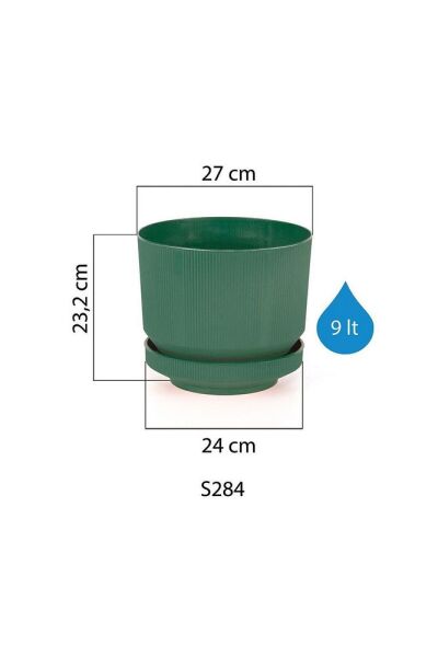 Serinova Lüks Çizgili Desenli Saksı 9 Lt