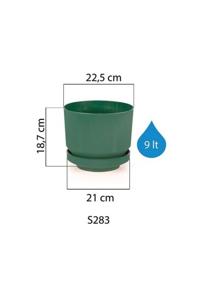Serinova Lüks Çizgili Desenli Saksı 6 Lt