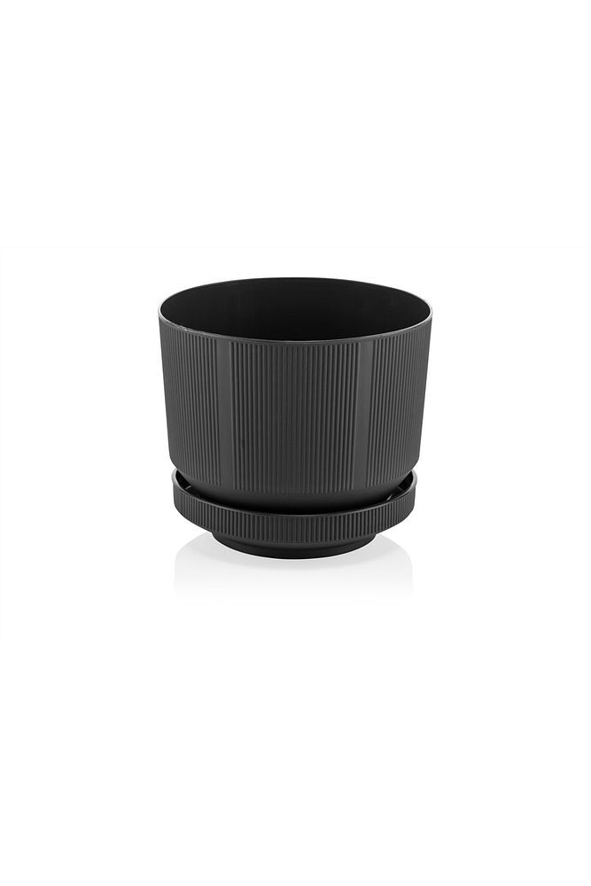 1,7 Lt Gri Renk Lüks Saksı 15cm Ağız Çapı 15 Cm Boy