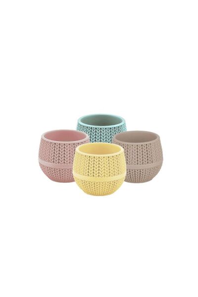 - Amasra 4 Adet Mini Kaktüs-sukulent Saksı Seti-amasra Saksı No: 1 Drenajlı 0,13 Lt ( Asr1)