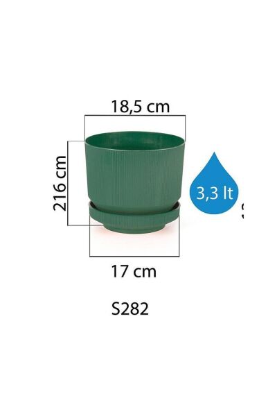 Serinova Lüks Çizgili Desenli Saksı 3.3 Lt
