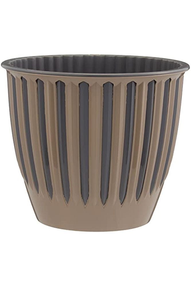 Pyn4 Piyano Saksı Geçme Tabaklı Içlikli Dekoratif Saksı, Mocha, 16.8cm, 1.9 Litre
