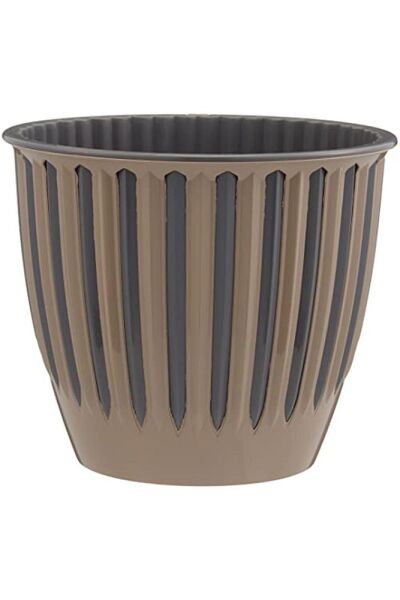 Pyn4 Piyano Saksı Geçme Tabaklı Içlikli Dekoratif Saksı, Mocha, 16.8cm, 1.9 Litre