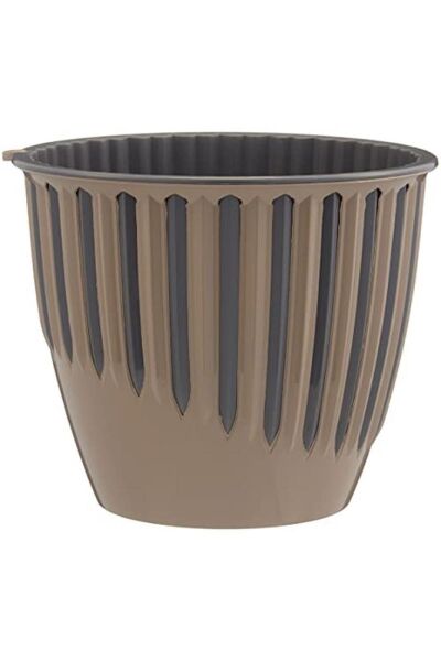 Pyn4 Piyano Saksı Geçme Tabaklı Içlikli Dekoratif Saksı, Mocha, 16.8cm, 1.9 Litre