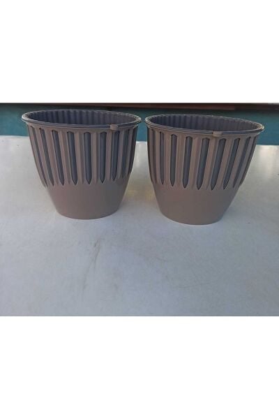 2 Adet Piyano Saksı No-5 Çap: 18,8 Cm Yükseklik: 15,9 Cm 3 Litre Kahverengi