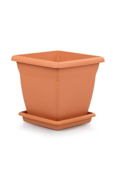 Vk03 Tabaklı Villa Kare Saksı 17 Litre 2'li Set Kiremit