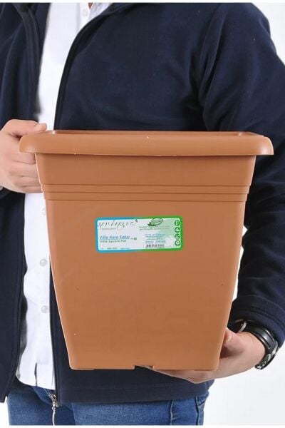 Vk03 Tabaklı Villa Kare Saksı 17 Litre 2'li Set Kiremit