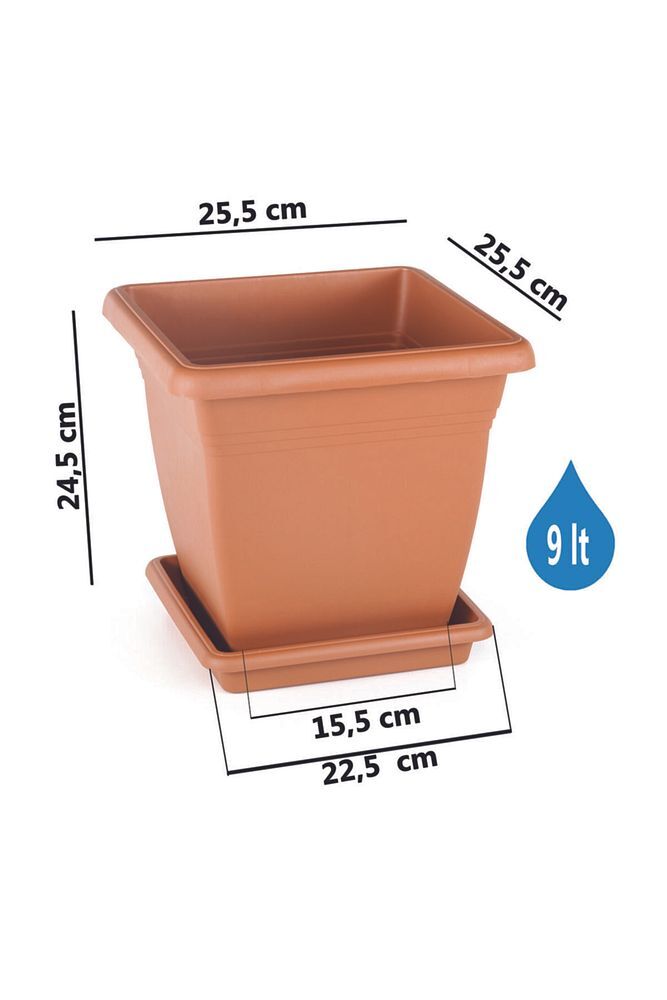 Villa Kare Saksı No.2 9 Litre Antrasit Renk