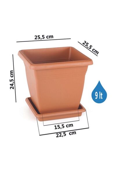 Villa Kare Saksı No.2 9 Litre Antrasit Renk