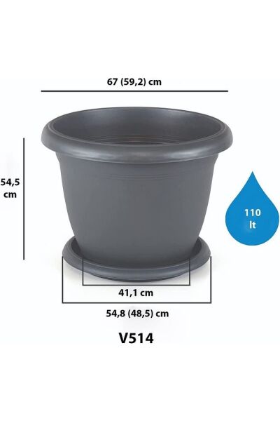 V514 Villa Saksı Set No: 14 110 Litre, 68 Cm, Kiremit
