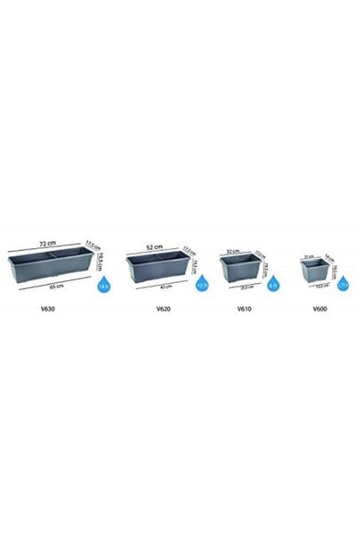 V620 Villa Balkon Saksı Tabaklı 52cm, 10 Litre Kiremit