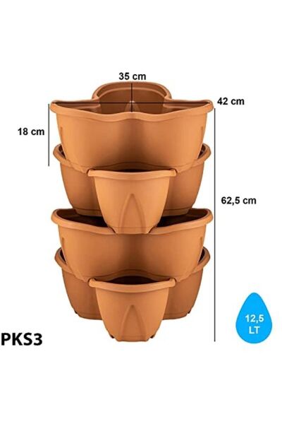 Pks3 Pamukkale Saksı 62,2 Cm, 12,5 Litre Dekoratif Saksı Kiremit