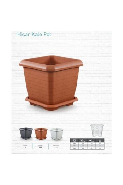 Hisar Kare Saksı 25,5 Lt Kremit Rengi