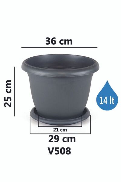 Villa Saksı 14 Litre Antrasit Renk
