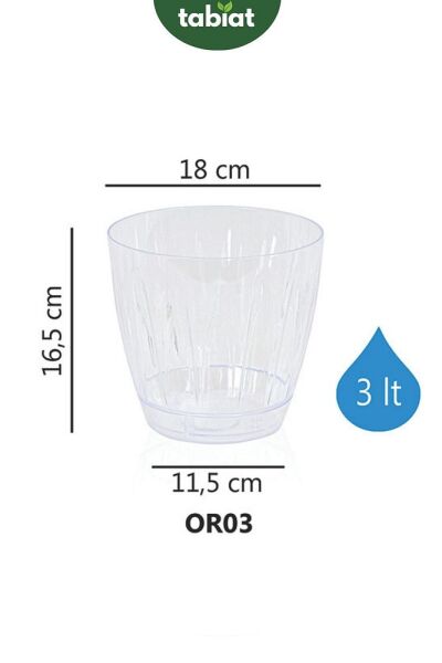- Orkide Saksısı - Şeffaf Saksı - 3 Lt