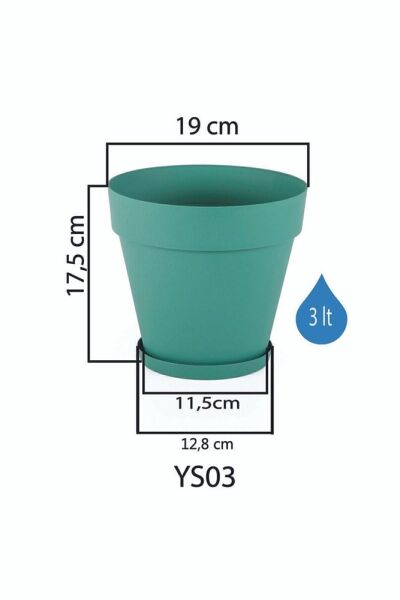 3 Litre 19çap 17,5boy Mat Kırık Beyaz Renk Dekoratif Plastik Saksı Yalı No3 Beyaz