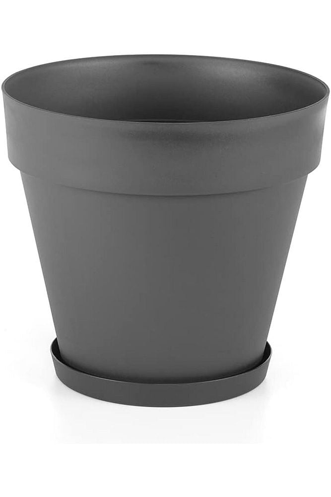 Serinova YS08 Yalı Saksı Drenaj Aparatlı Tabaklı Dekoratif Saksı 55cm, 76 Litre Antrasit