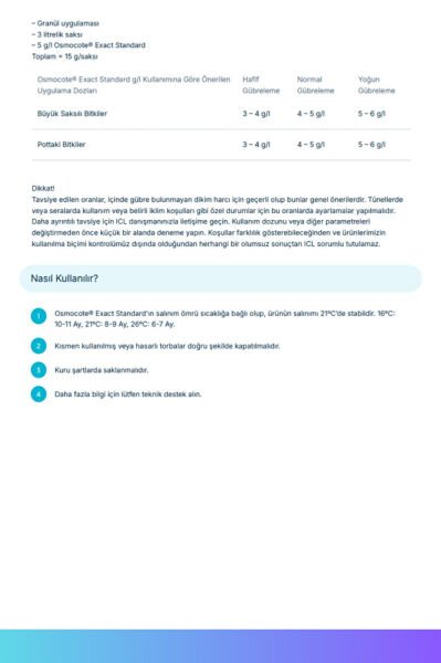 Osmocote® Exact Standard 15-9-11 + 2MgO + TE | 8-9 Ay Kontrollü Salınımlı Gübre (50 gram)